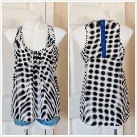 Vince Camuto polka dot zip back sleeveless top S - Picture 1 of 9